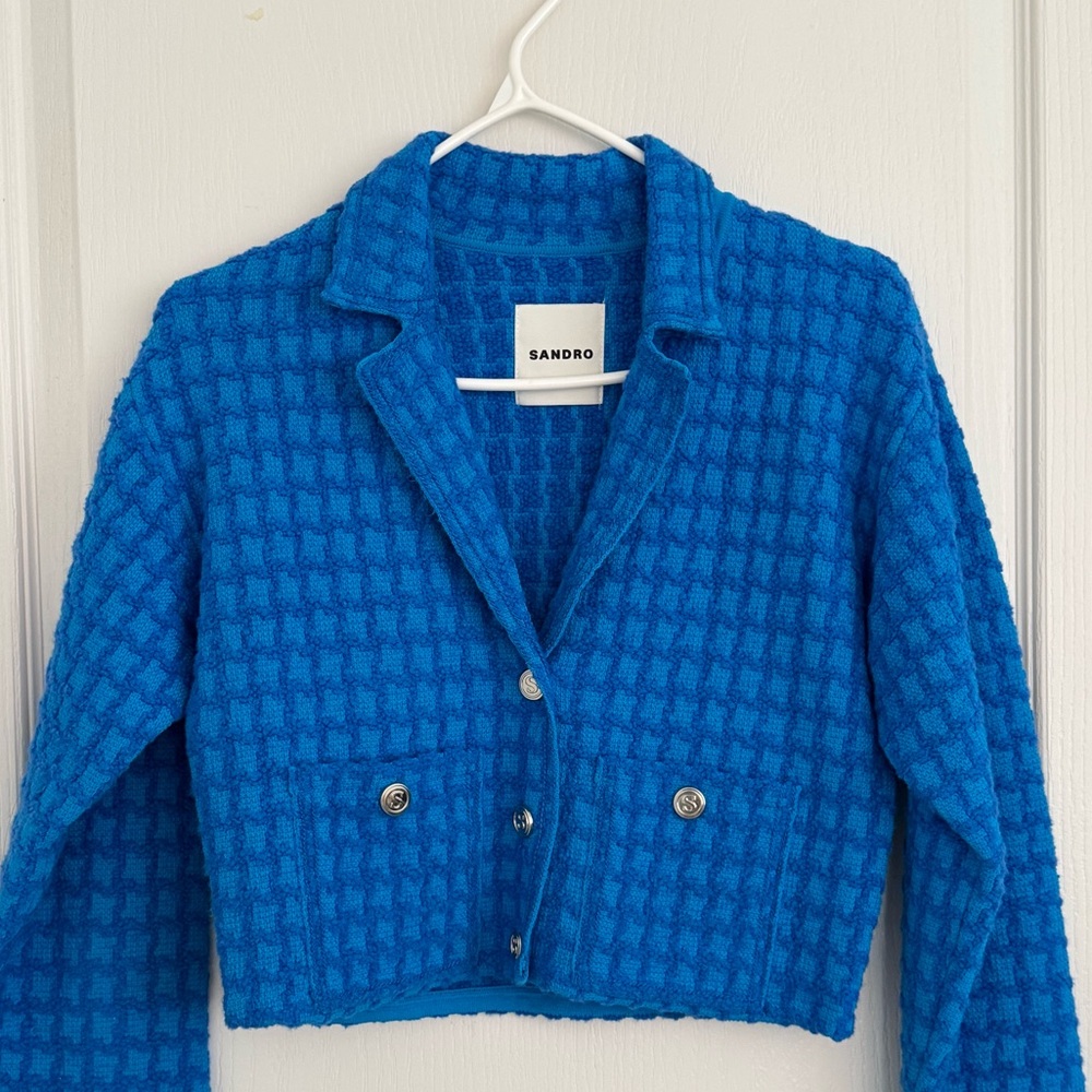 Sandro Women's Blue Tweed Jacket